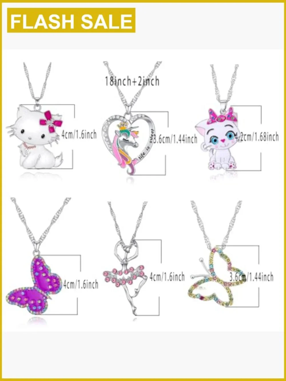 Pastel Crystal Necklace Set for Girls - Dainty Unicorn Fairy Butterfly Pendants